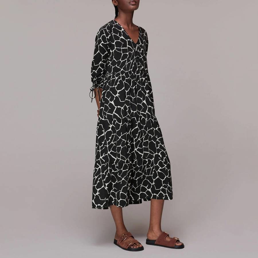 Black Layla Printed Midi Dress