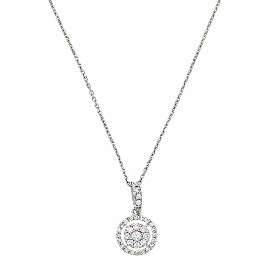 White Gold Diamond Circle Pendant Necklace