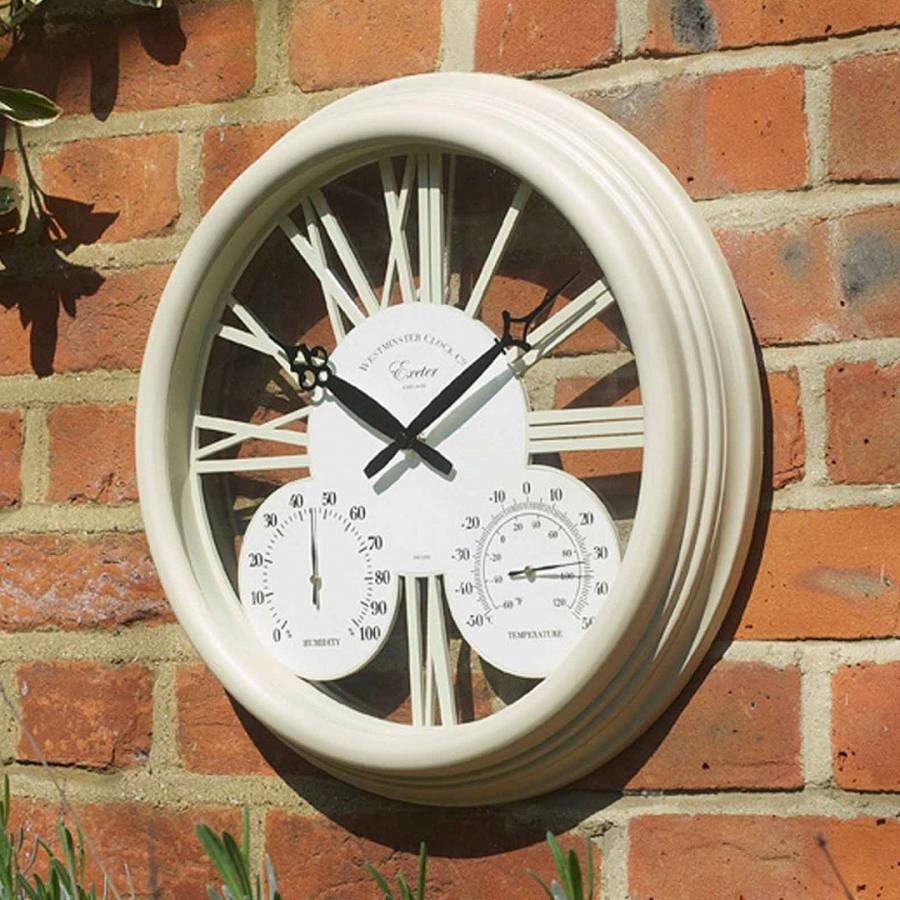 Cream Exeter Wall Clock and Thermometer