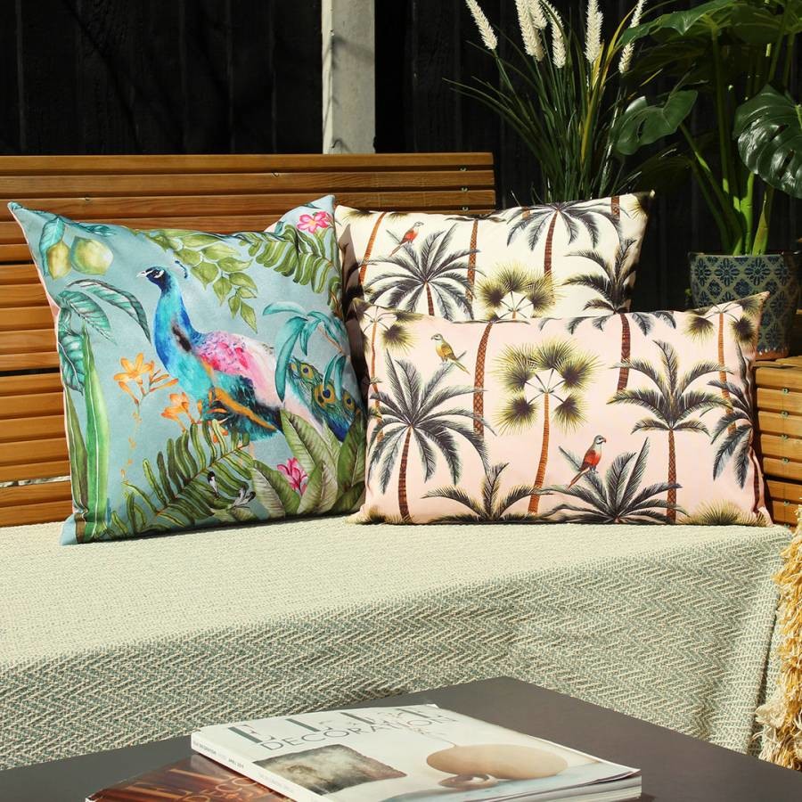 Palms 30x50cm Outdoor Cushion Blush