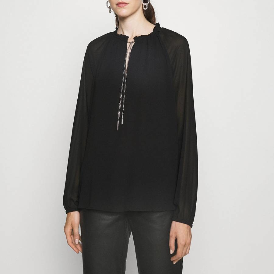 Black Solid Chain Blouse