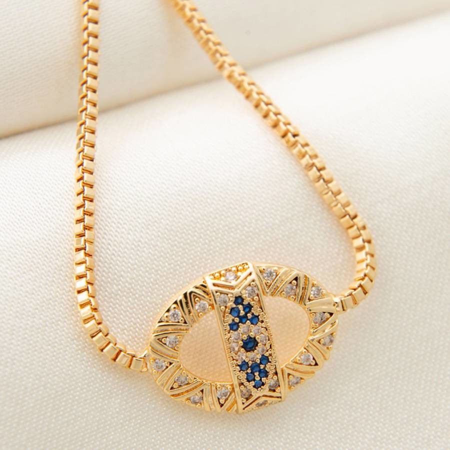 Yellow Gold/Blue Pendant Bracelet