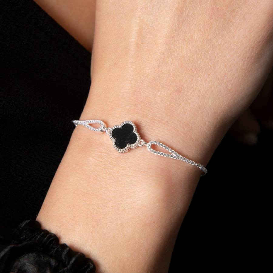 Silver/Black Flower Bracelet