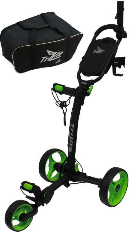Axglo TriLite 3-Wheel Trolley SET Black/Green Manual Golf Trolley