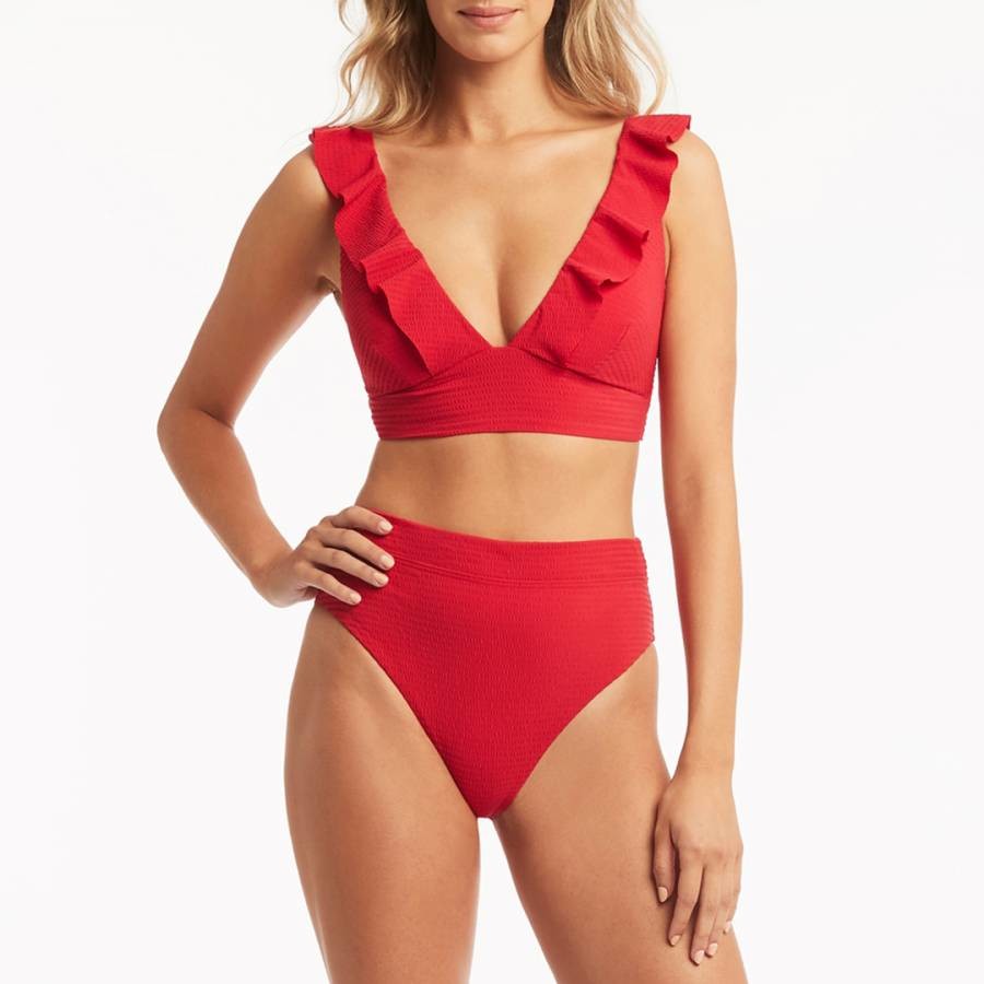 Red Messina Frill Multifit Bra Top