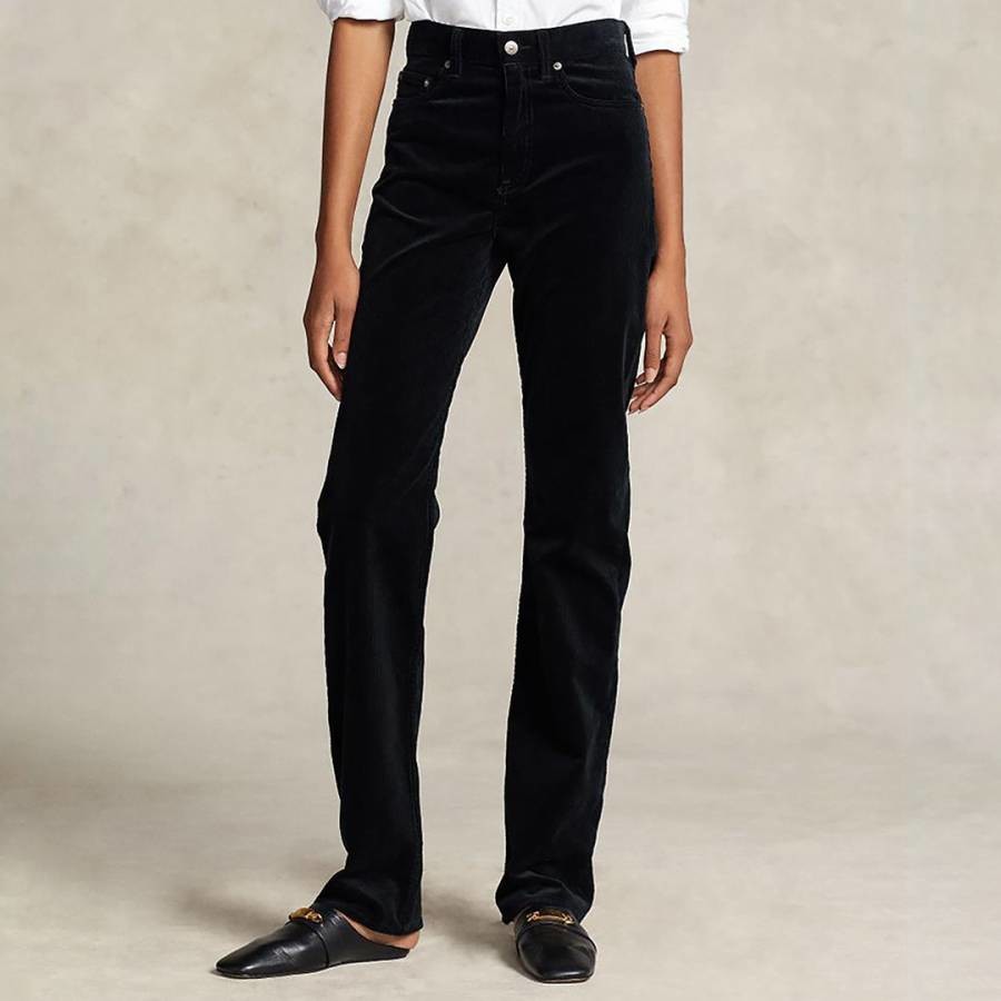 Black Straight Stretch Trousers