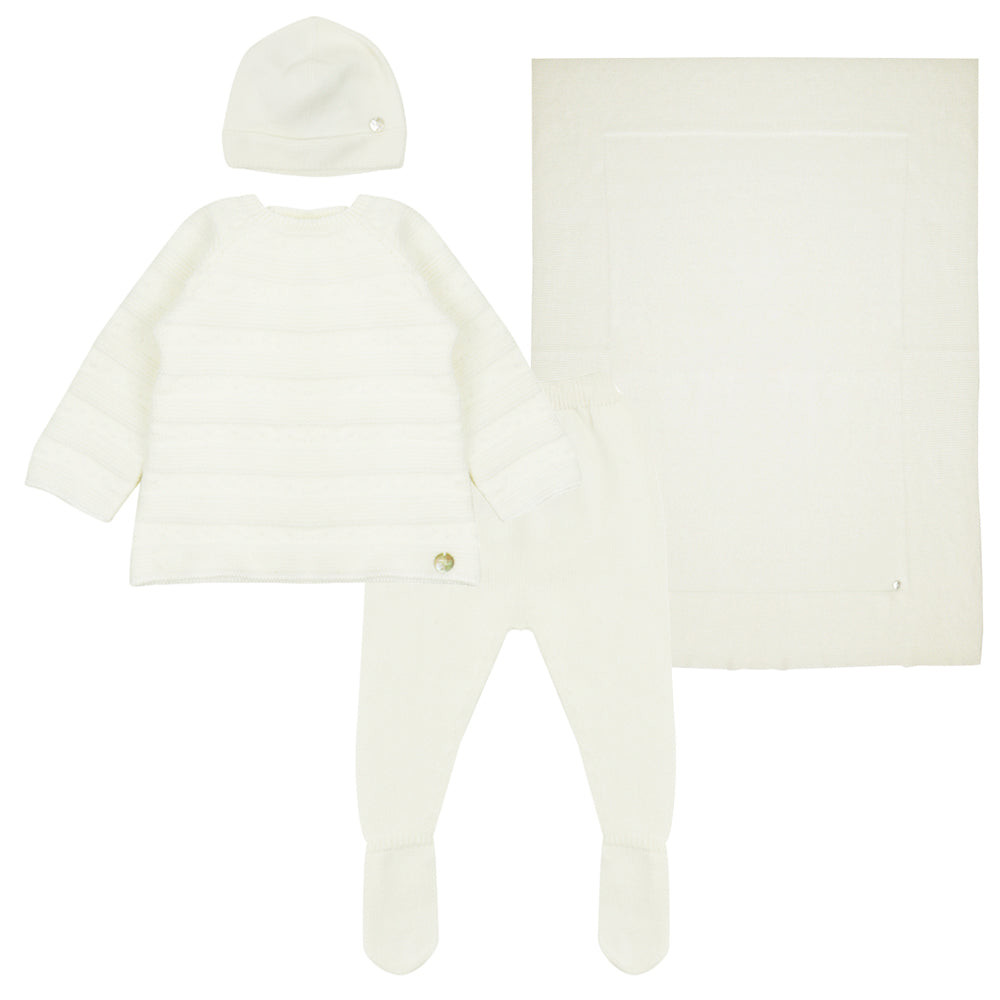 Paz Rodriguez Unisex Baby 4 Piece Gift Set White, 1M / WHITE