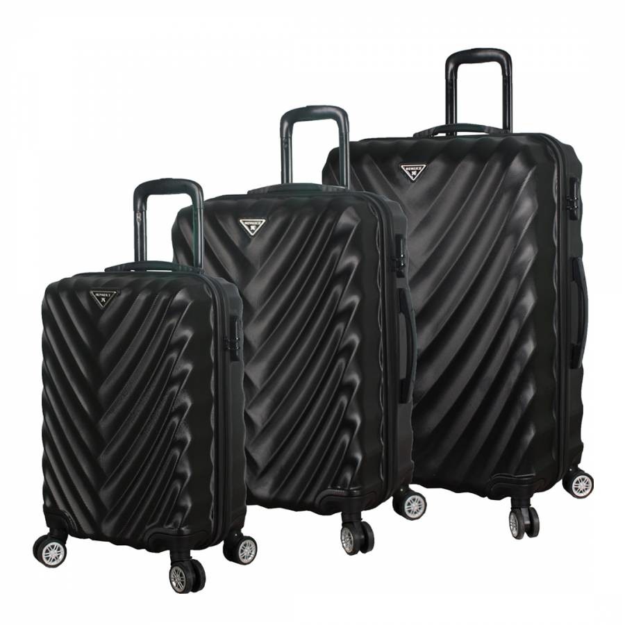 Black Cabin/Medium And Large Directional Lined Suitcase (Set Of 3)