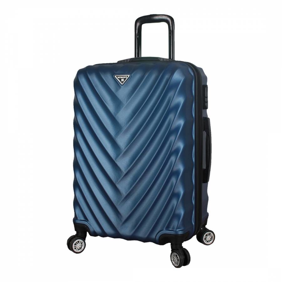 Medium Dark Blue Directional Lined Suitcase