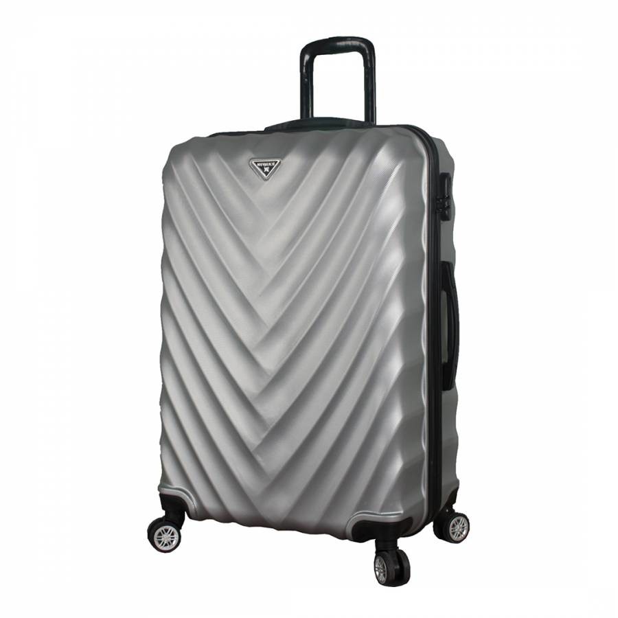 Large Grey Directional Lined Suitcase