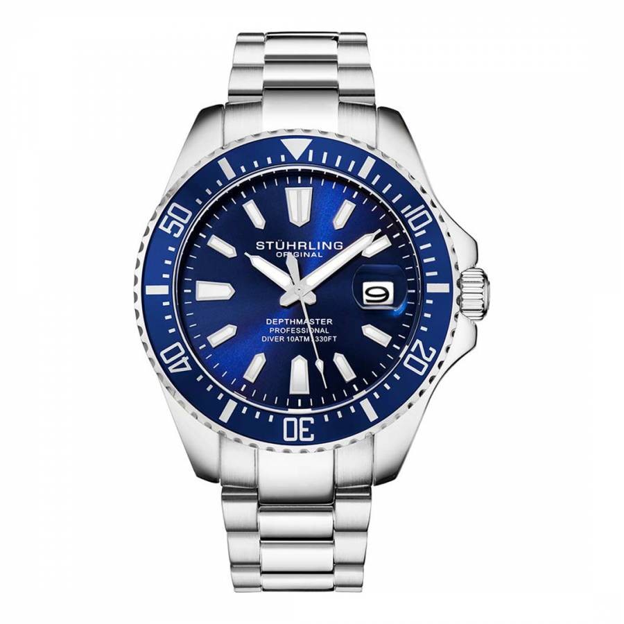 Men's Silver/Blue Depthmaster Quartz Diver Watch 42mm