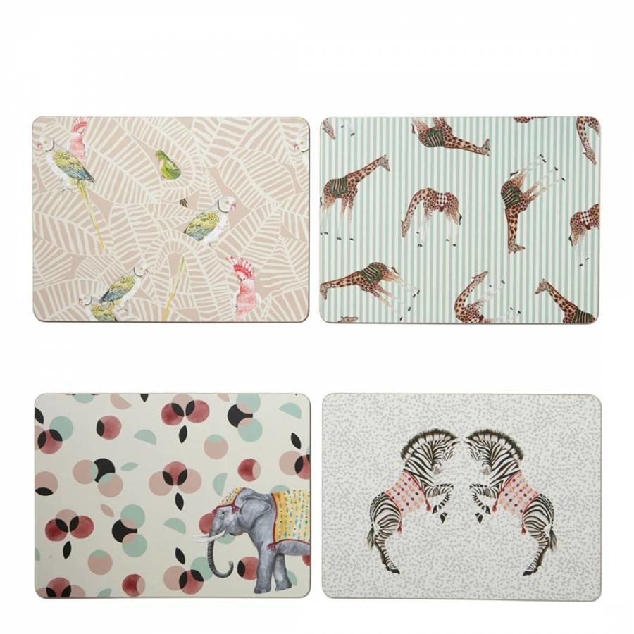 Set of 4 Carnival Animal Placemats