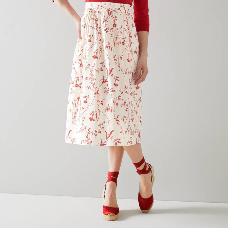 Cream Callie Cotton Floral Skirt