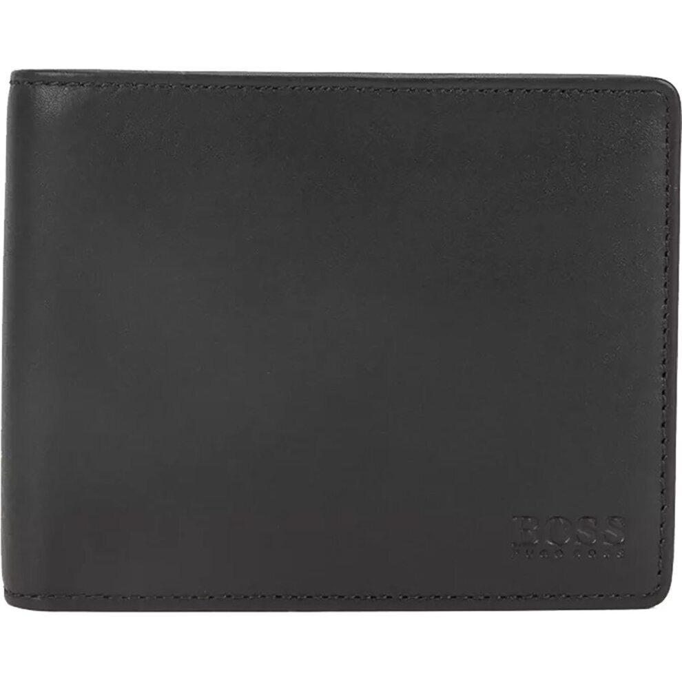 Hugo Boss Men's Asolo Black Genuine Leather Bifold Wallet Card & Coin Great Gift Black