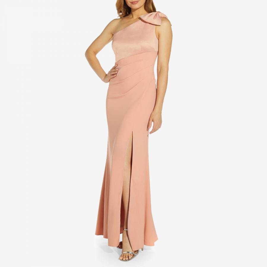 Blush One Shoulder Bow Gown