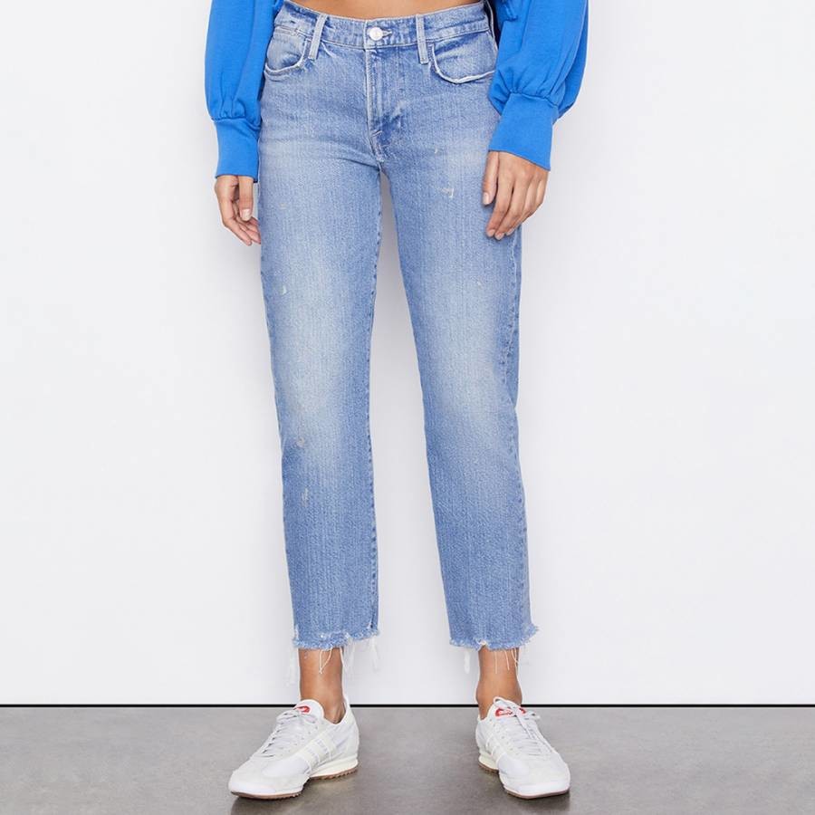 Light Blue Washed Le High Straight Stretch Jean