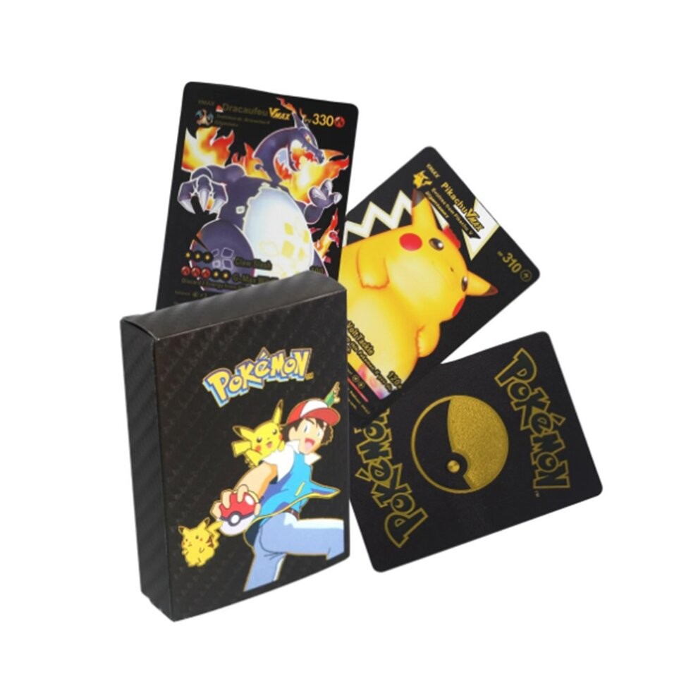 Pokemon Cards 55pcs Metal Black Vmax GX Cards Charizard Pikachu Series