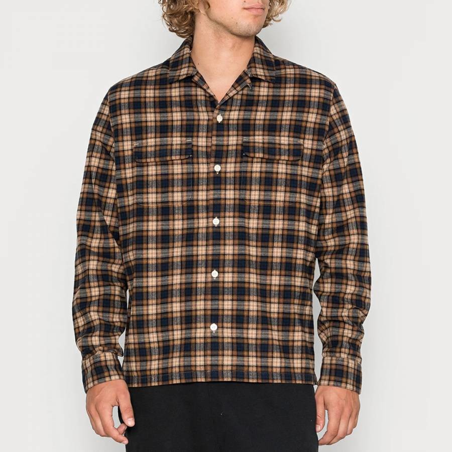 Brown Distancia Check Cotton Shirt