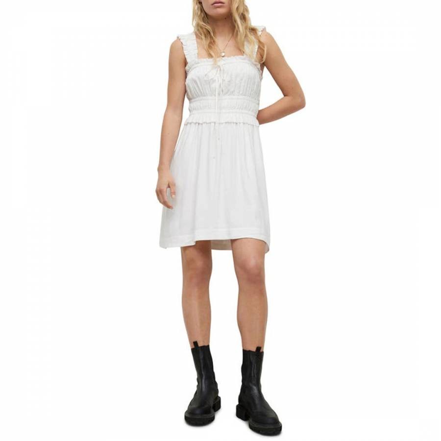 White Sofia Linen Blend Mini Dress