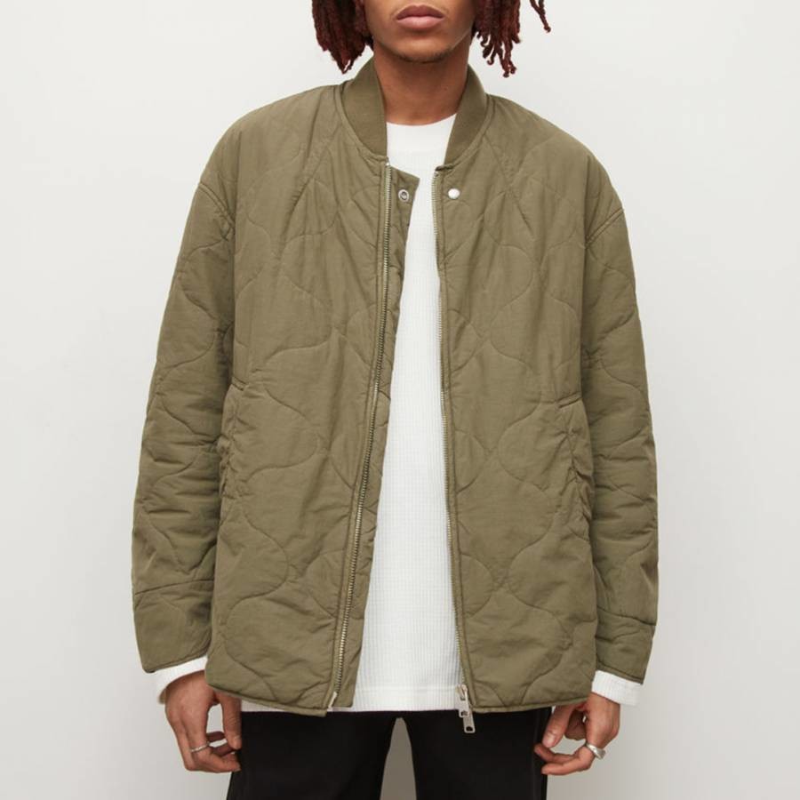 Khaki Jiro Quilted Cotton Blend Jacket