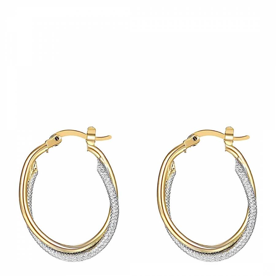 18K Gold & Silver Two Tone Hoop Earrings