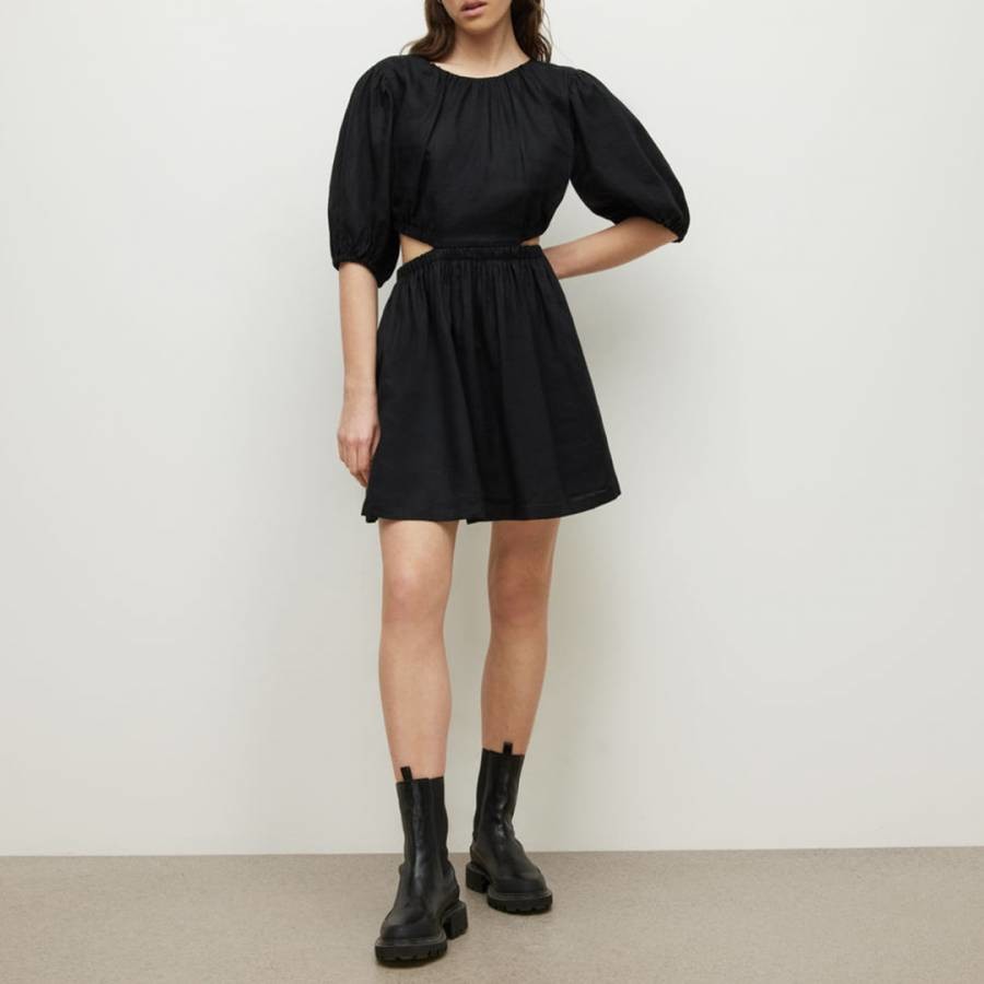 Black Colette Cut Out Linen Dress