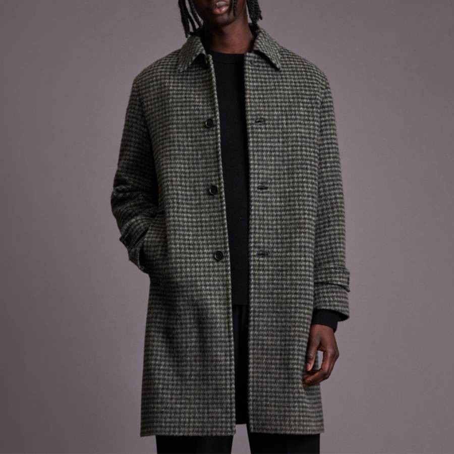 Charcoal Dahl Houndstooth Wool Blend Coat