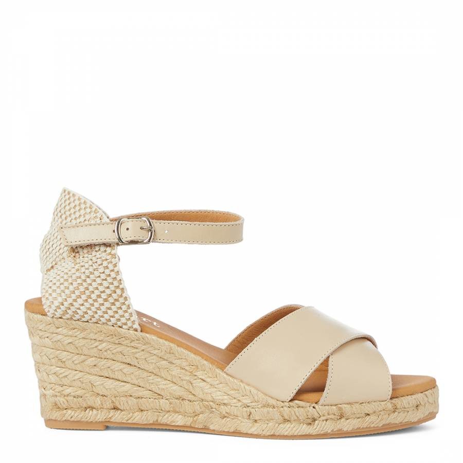 Nude Leather Espadrille Wedge Sandals