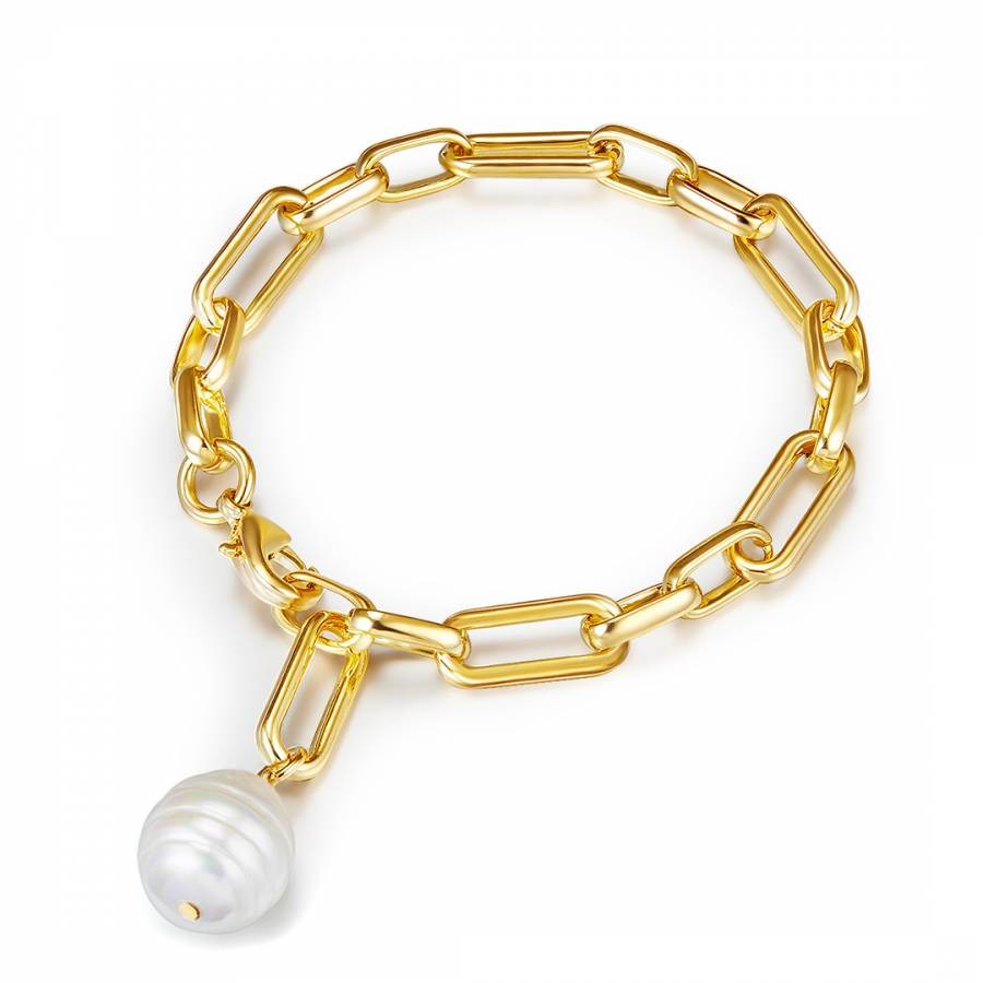 Gold Chain Shell Pearl Bracelet