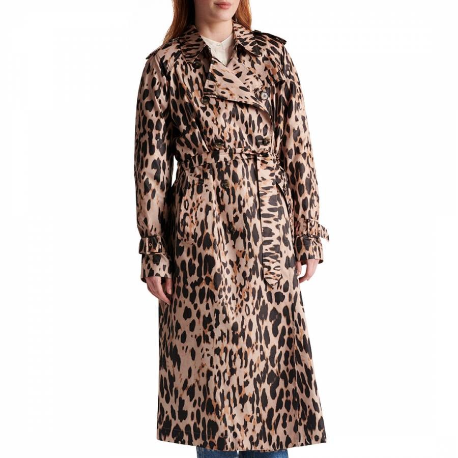 Multi Divya Leopard Print Trench Coat