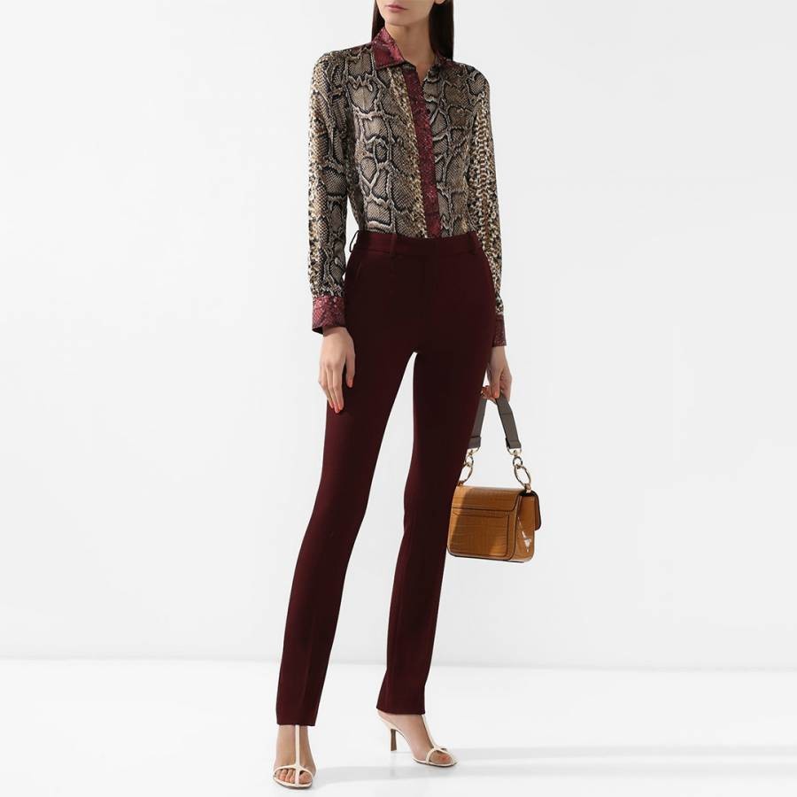 Burgundy Wool Cropped Trouser