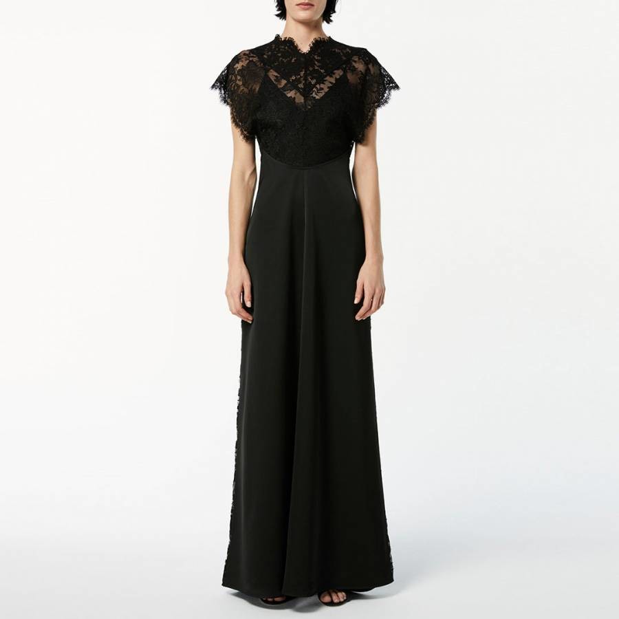 Black Lace Top Floorlength Dress