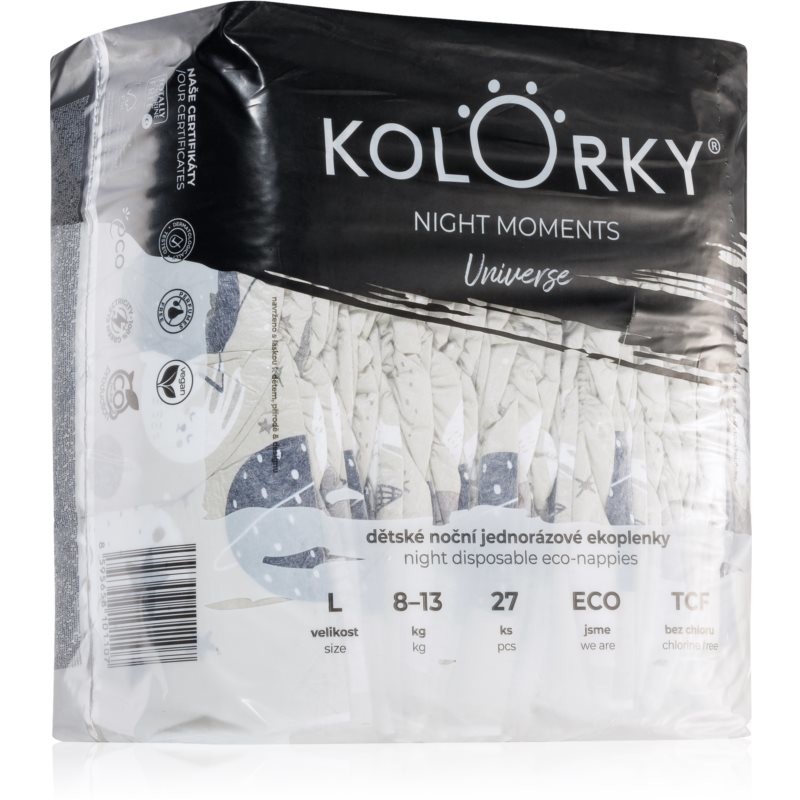 Kolorky Night Moments disposable organic nappies for Complex Night Protection Size L 8-13 kg 27 pc