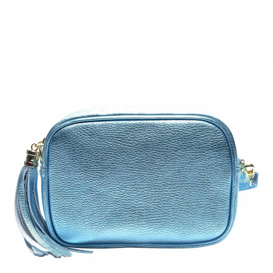 Blue Italian Leather Crossbody Bag