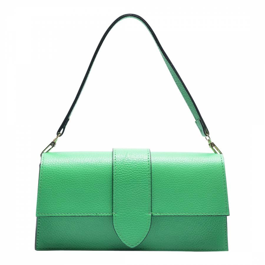 Green Italian Leather Top Handle Bag