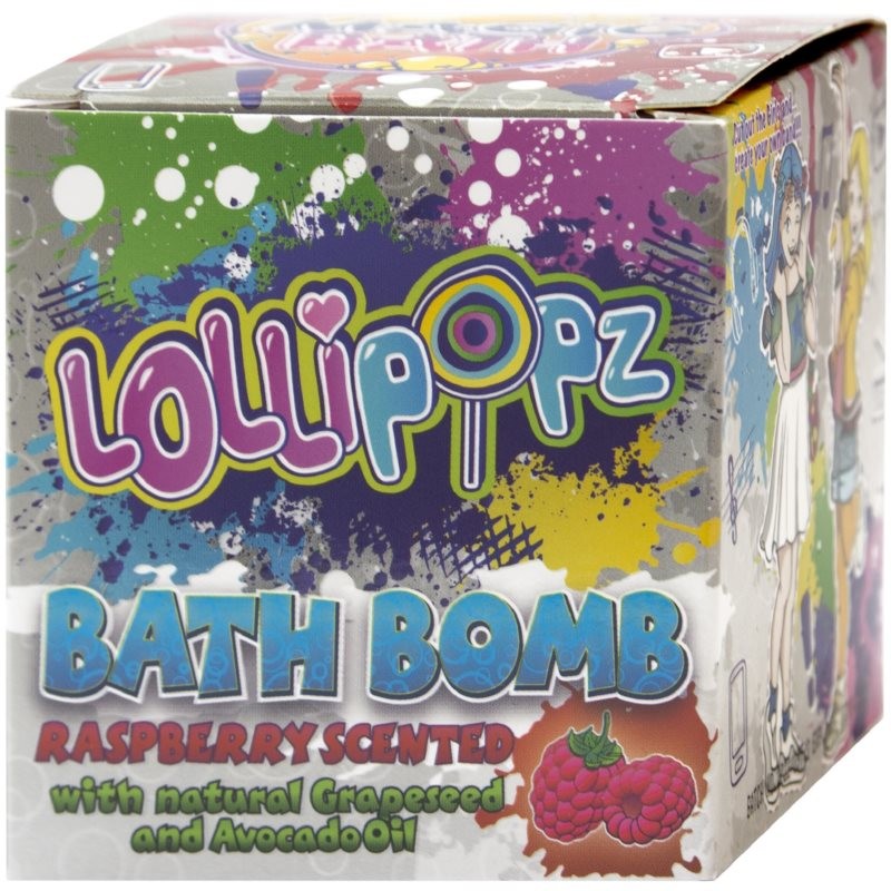 Lollipopz Bath Bath Bomb Effervescent Bath Bomb for Kids Raspberry 165 g