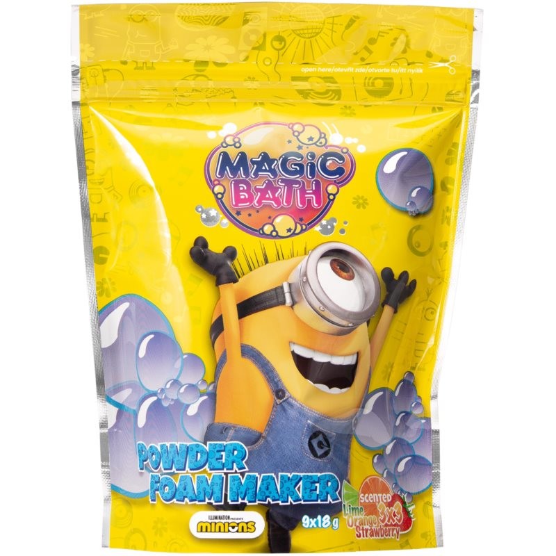 Minions Magic Bath Powder Foam Maker Fizzy Bath Bombs for Kids Lime, Orange, Strawberry 9x18 g