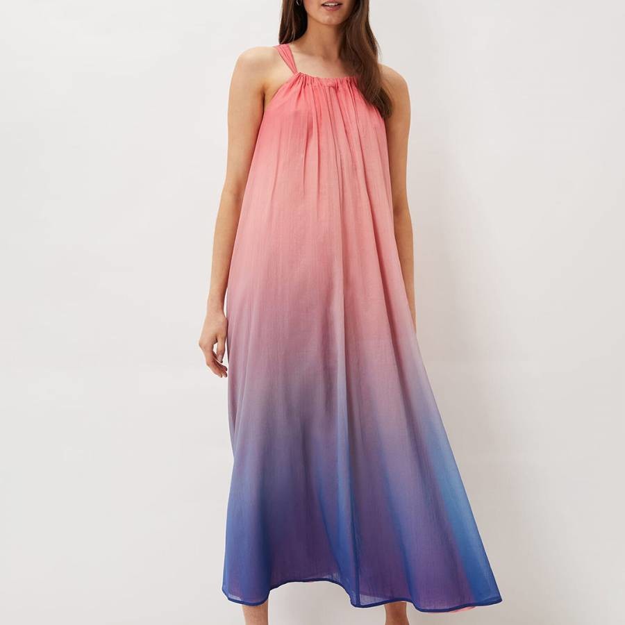 Pink Naoki Dip Dye Cotton Maxi Dress