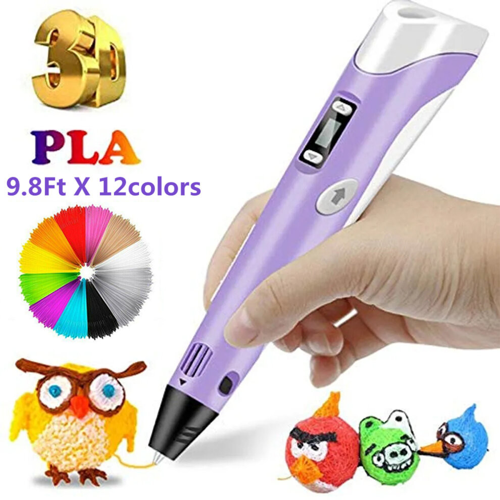 3D Printing Pen with LCD Screen + 36m PLA ABS Filament Kids Toys Gift