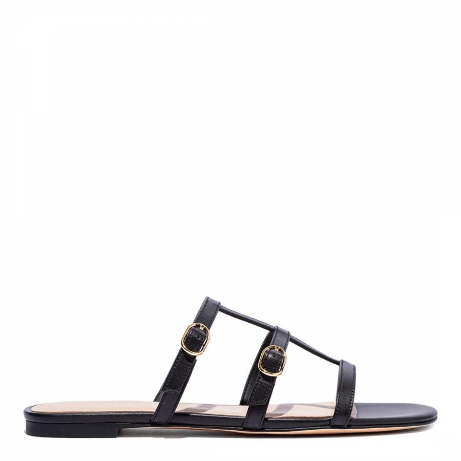 Black Grecian Buckle Flat Sandals