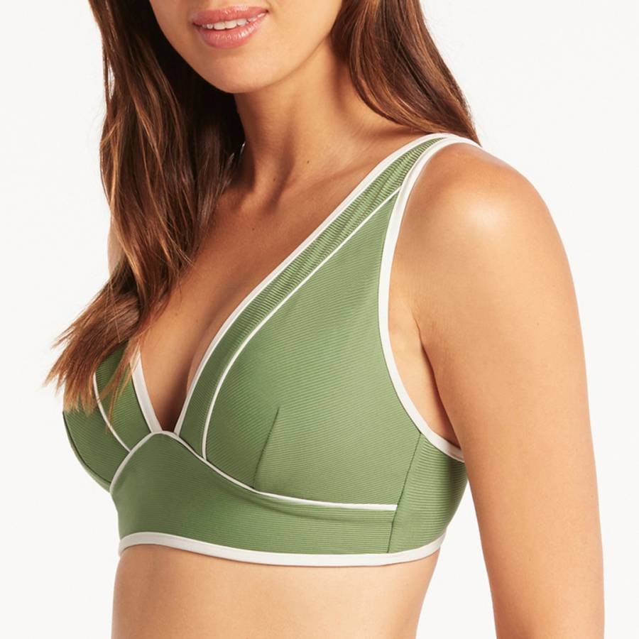 Olive Elite Panelled Longline Bikini Top