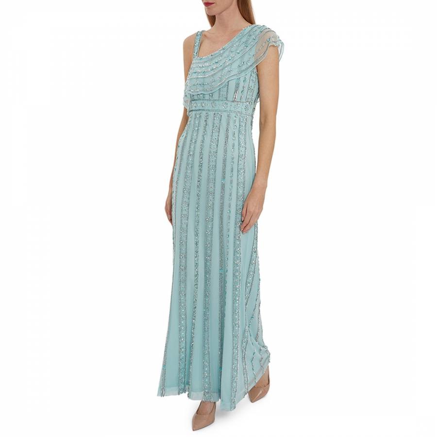 Blue Francille Beaded Maxi Dress