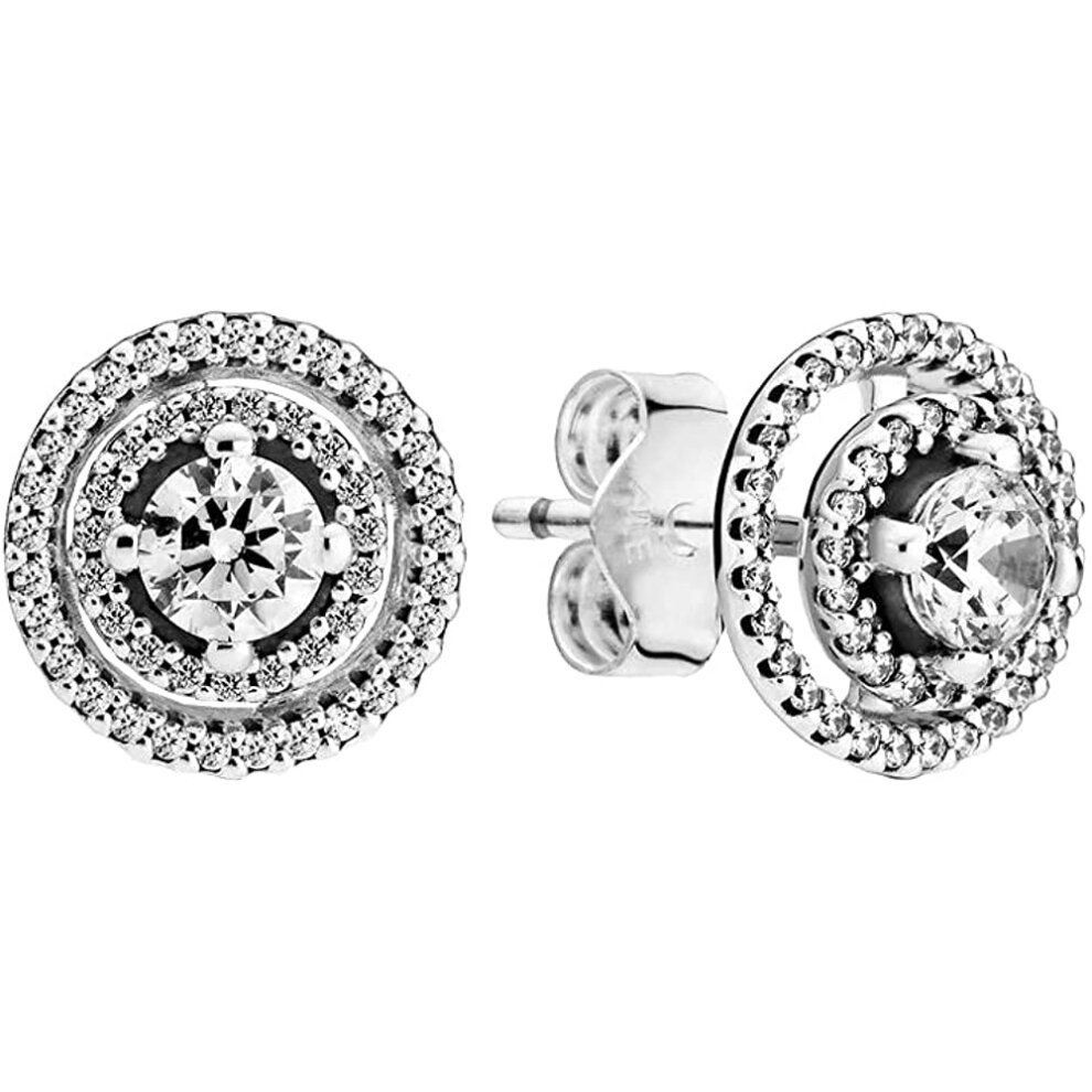 Pandora, Sparkling Double Wreath Stud Earrings Sterling Silver with Zirconia Stones 299411C01