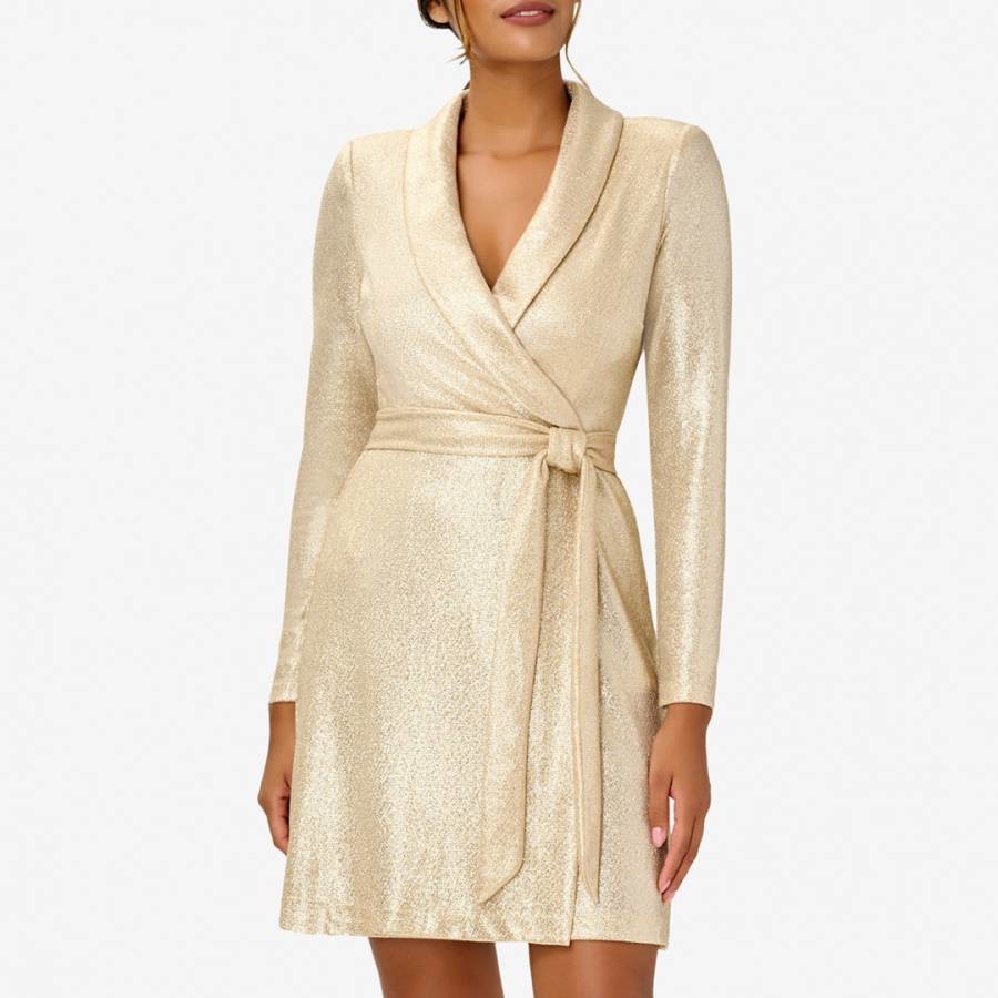 Gold Metallic Jersey Wrap Dress