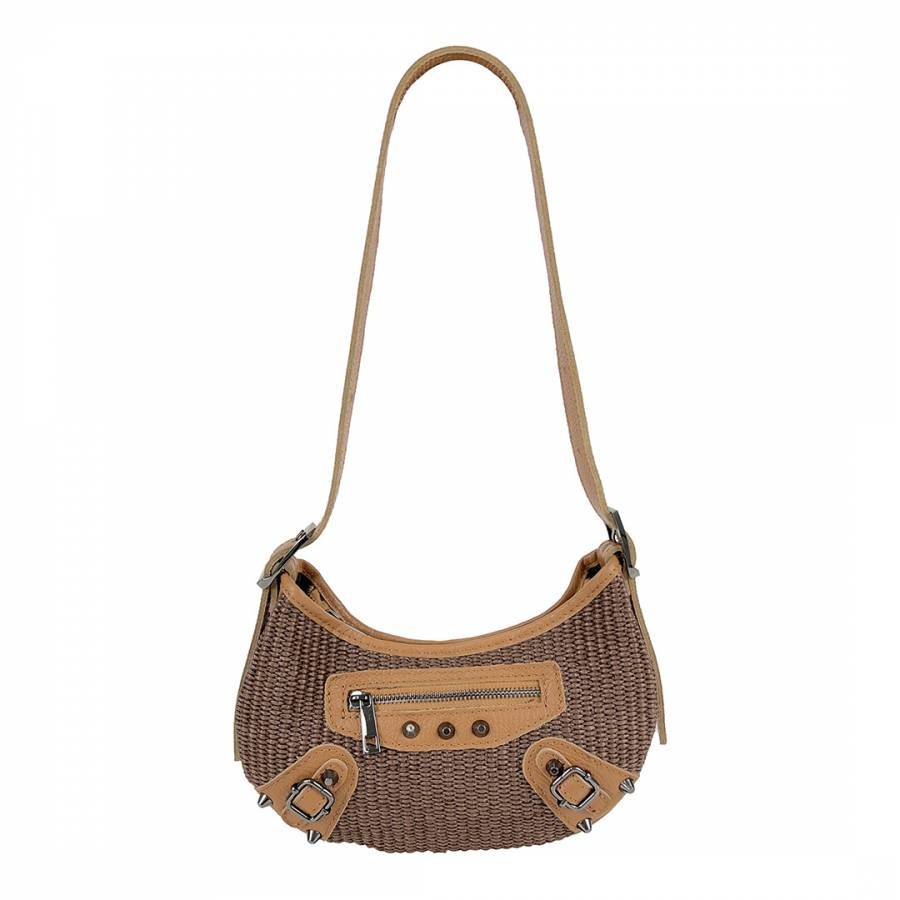 Brown Brown Raffia Shoulder Bag