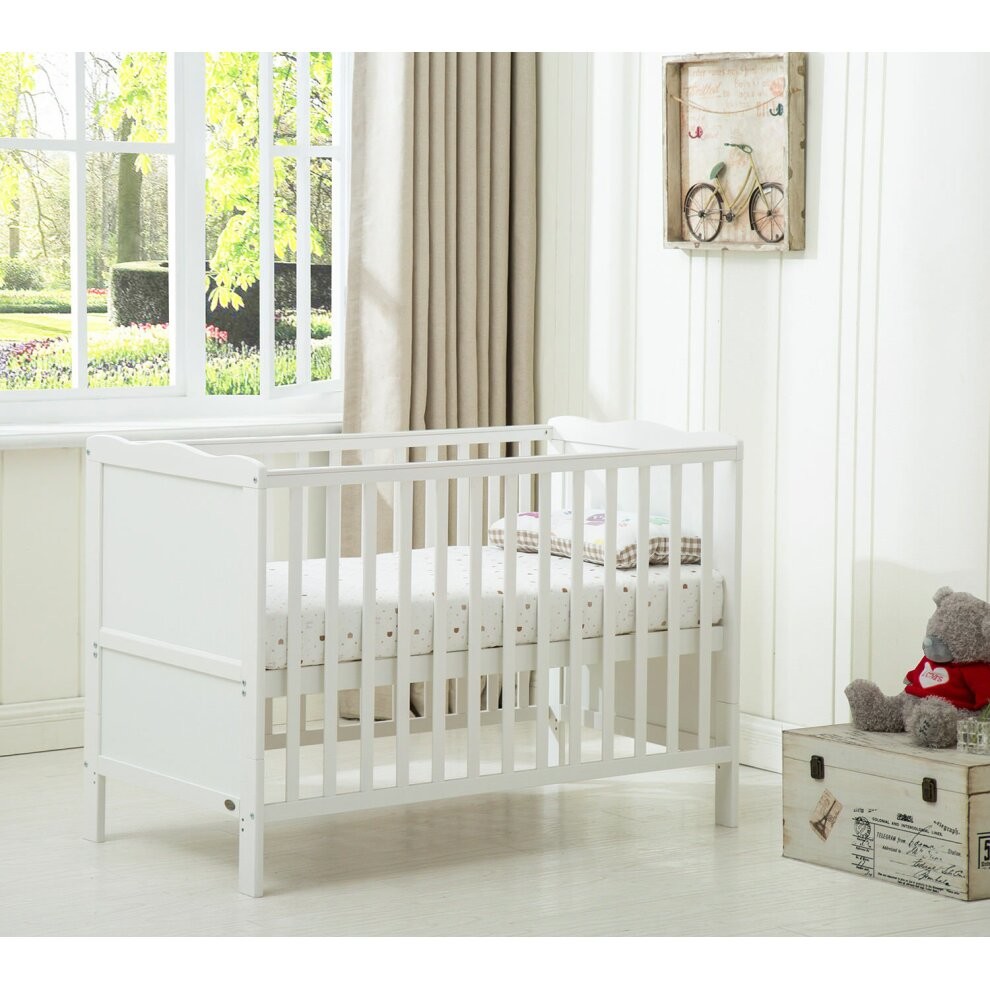(White) MCC® Wooden Baby Cot Bed 