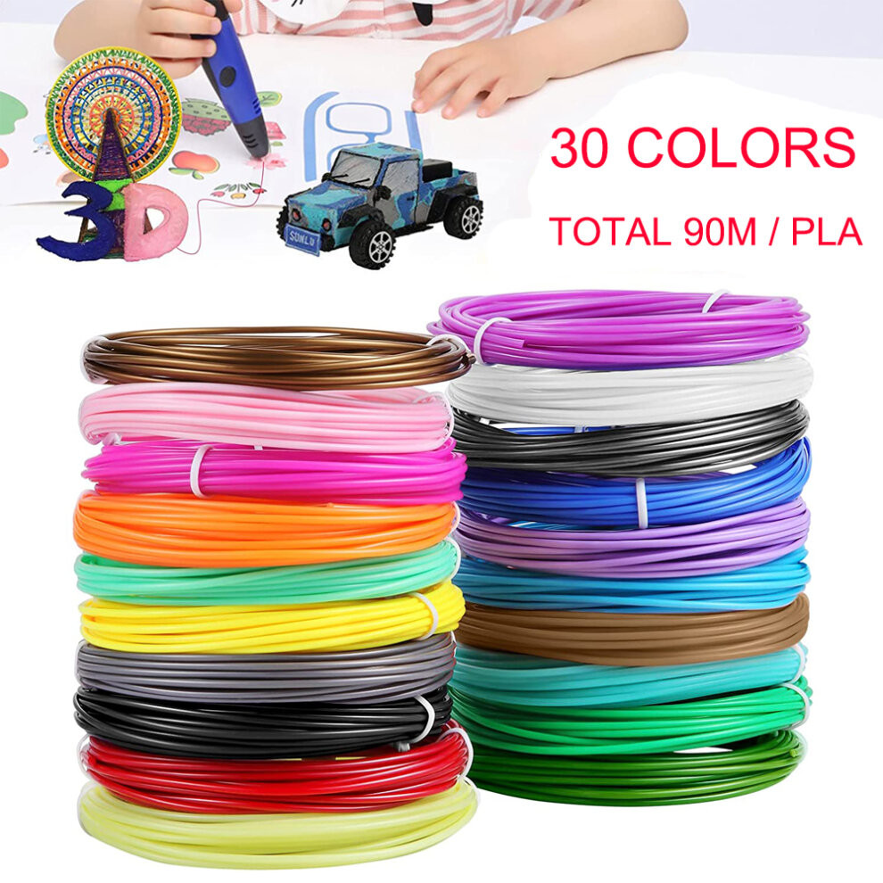 30 Colours 90m 3D Pen Filament PLA 1.75mm Fit for 3D Printing Pen
