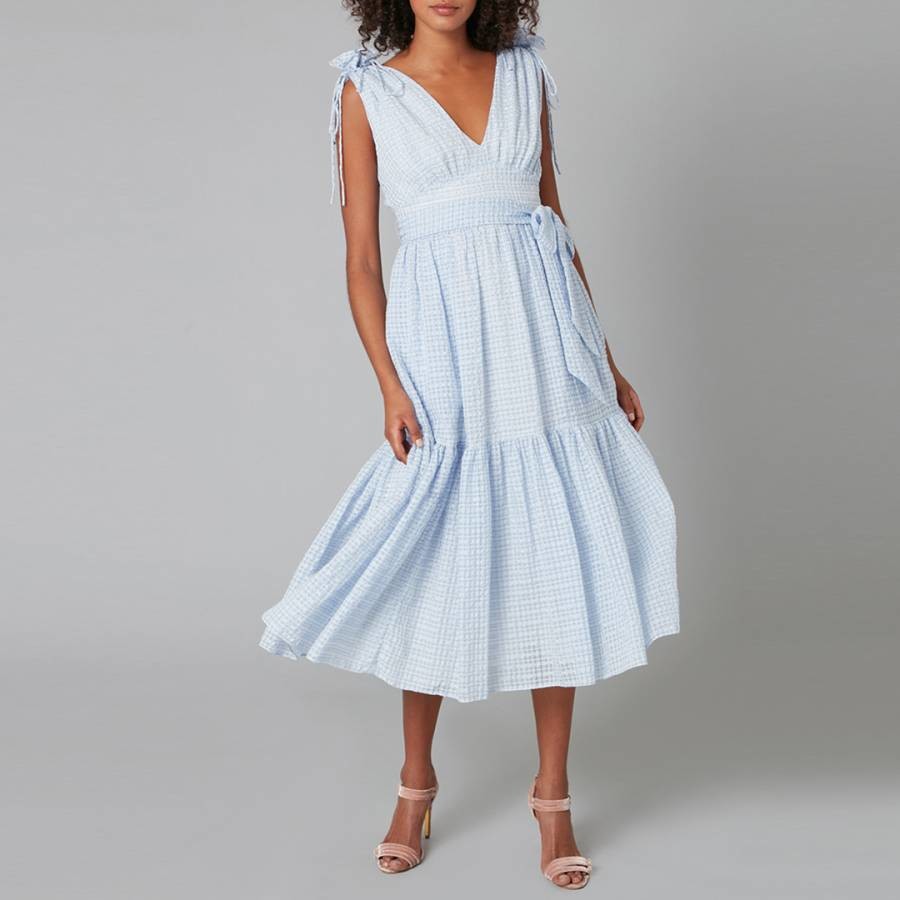 Blue Ossie Cotton Blend Midi Dress