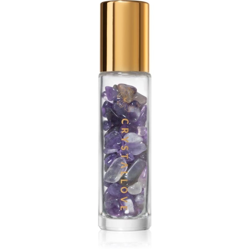 Crystallove Amethyst Oil Bottle roll-on with crystals refillable 10 ml
