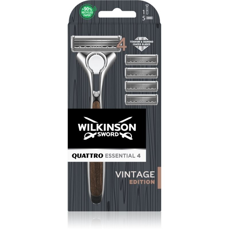 Wilkinson Sword Quattro Essentials 4 Vintage Shaver + Spare Blades 4 pcs 1 pc